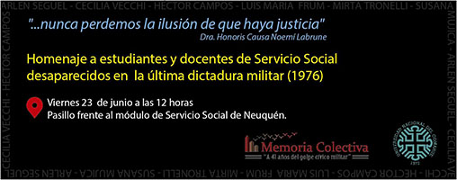 ACTO POR LA MEMORIA, VERDAD Y JUSTICIA EN MÓDULO NEUQUÉN DE SERVICIO SOCIAL